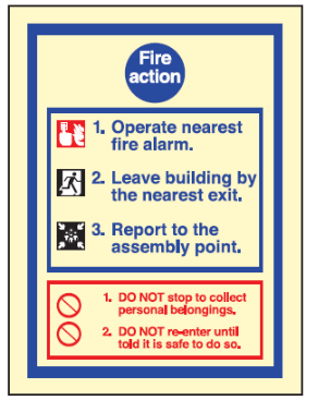 [그림 4] 영국 다중이용시설 안전가이드에서 제시하는 화재시 행동요령 안내문